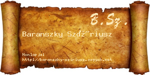 Baranszky Szíriusz névjegykártya